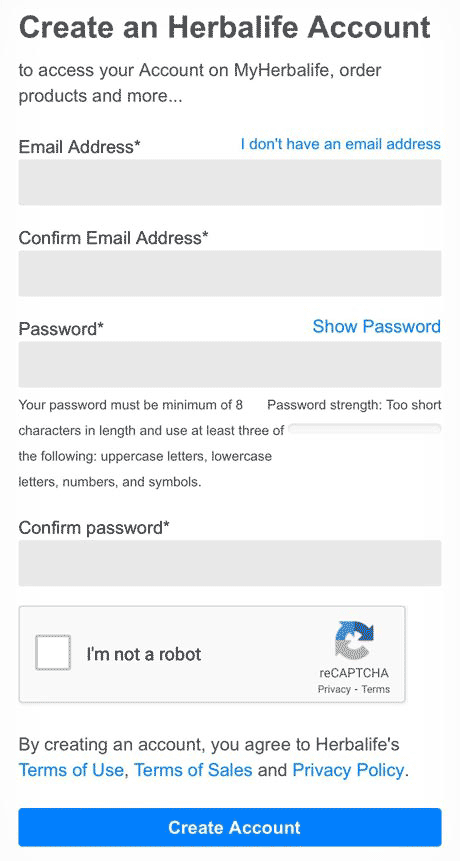 Create an account on MyHerbalife Ghana